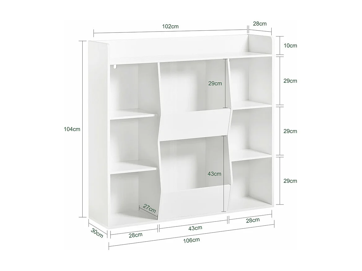 Bibliothèque pour Enfant Rangement pour Livres et Jouets avec 8 Compartiments, KMB55-W