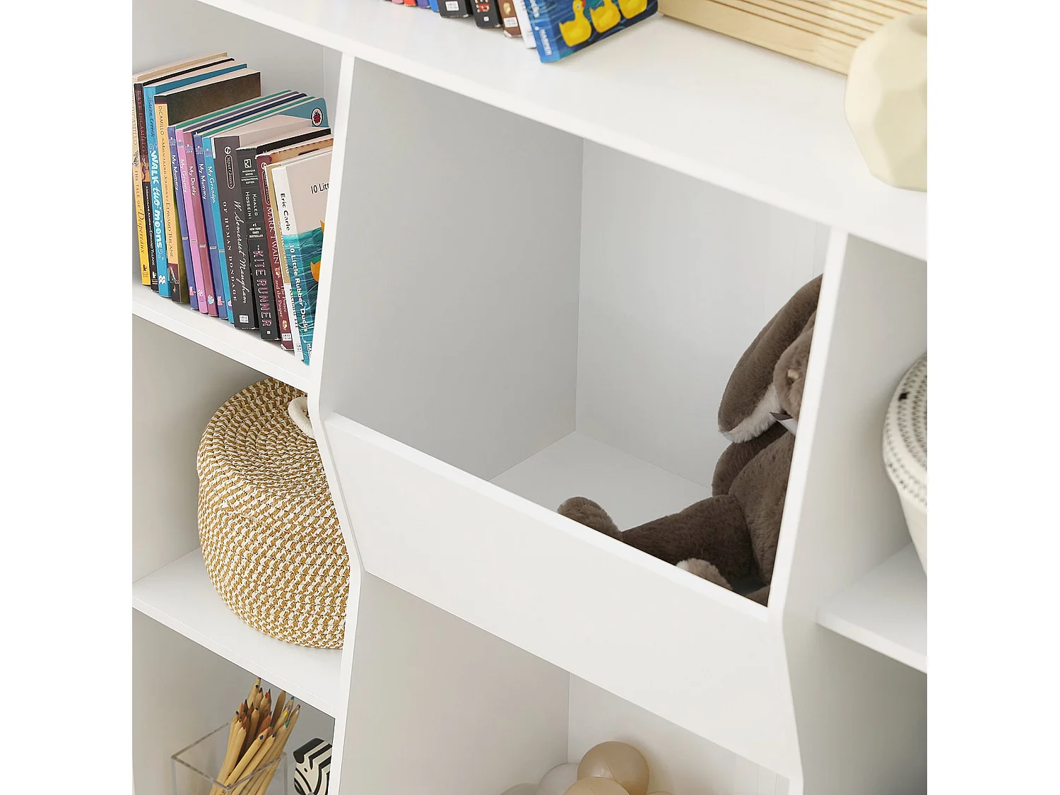 Bibliothèque pour Enfant Rangement pour Livres et Jouets avec 8 Compartiments, KMB55-W