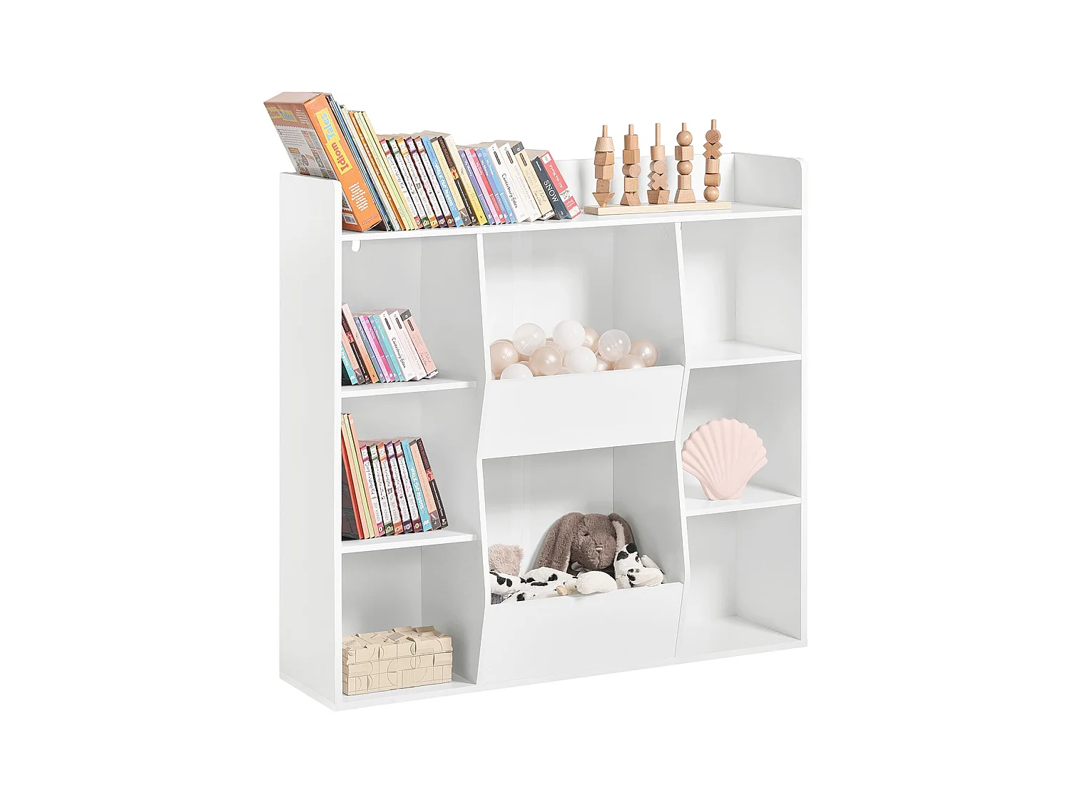Bibliothèque pour Enfant Rangement pour Livres et Jouets avec 8 Compartiments, KMB55-W