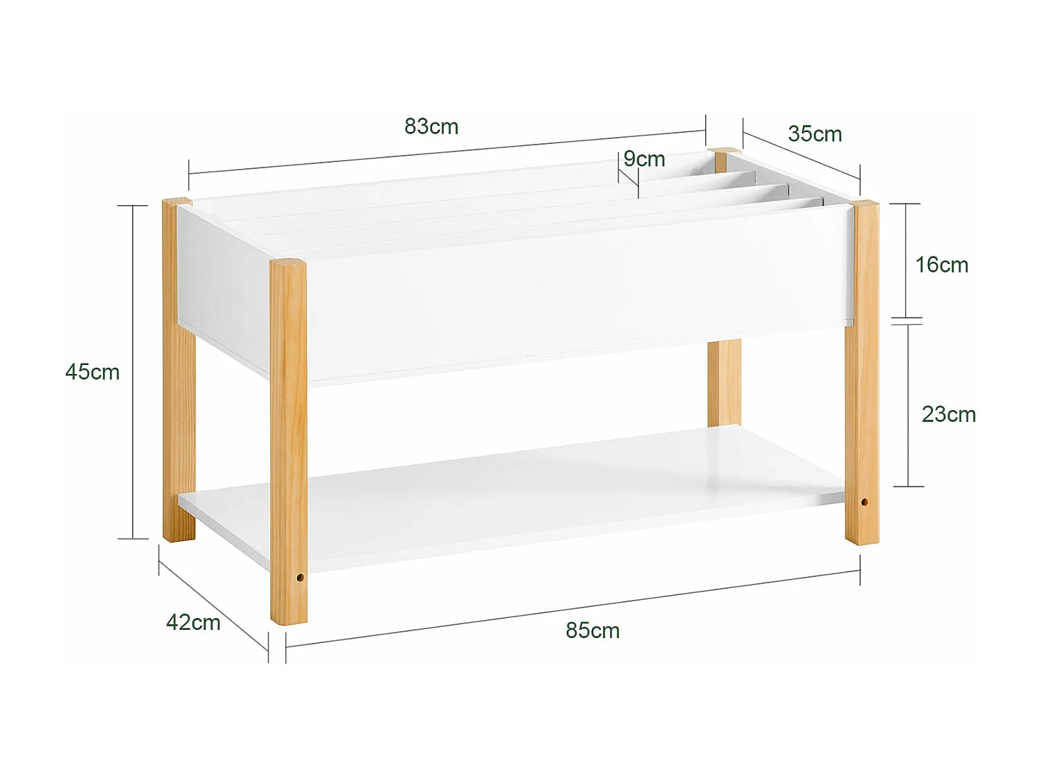 Bibliothèque Enfants Étagère de Rangement pour Livres et Jouets Meuble de Rangement, KMB35-W
