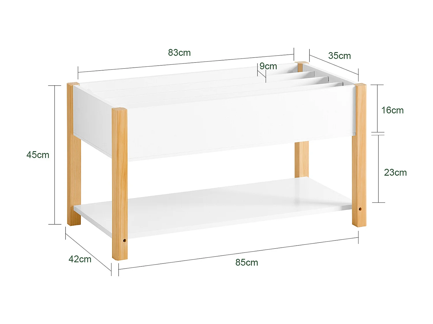 Bibliothèque Enfants Étagère de Rangement pour Livres et Jouets Meuble de Rangement, KMB35-W