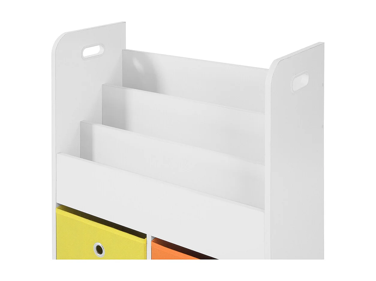 SoBuy Libreria montessoriana per Bambini Scaffale portagiochi Portariviste 3 scaffali+2 cestini KMB27-W