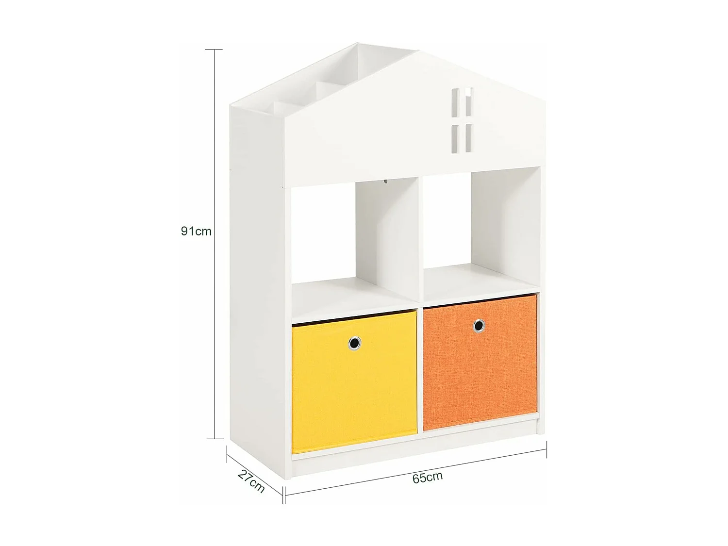 Mini Bibliothèque pour Livres et Jouets pour Enfant, Étagère en Forme de Maison, KMB49-W