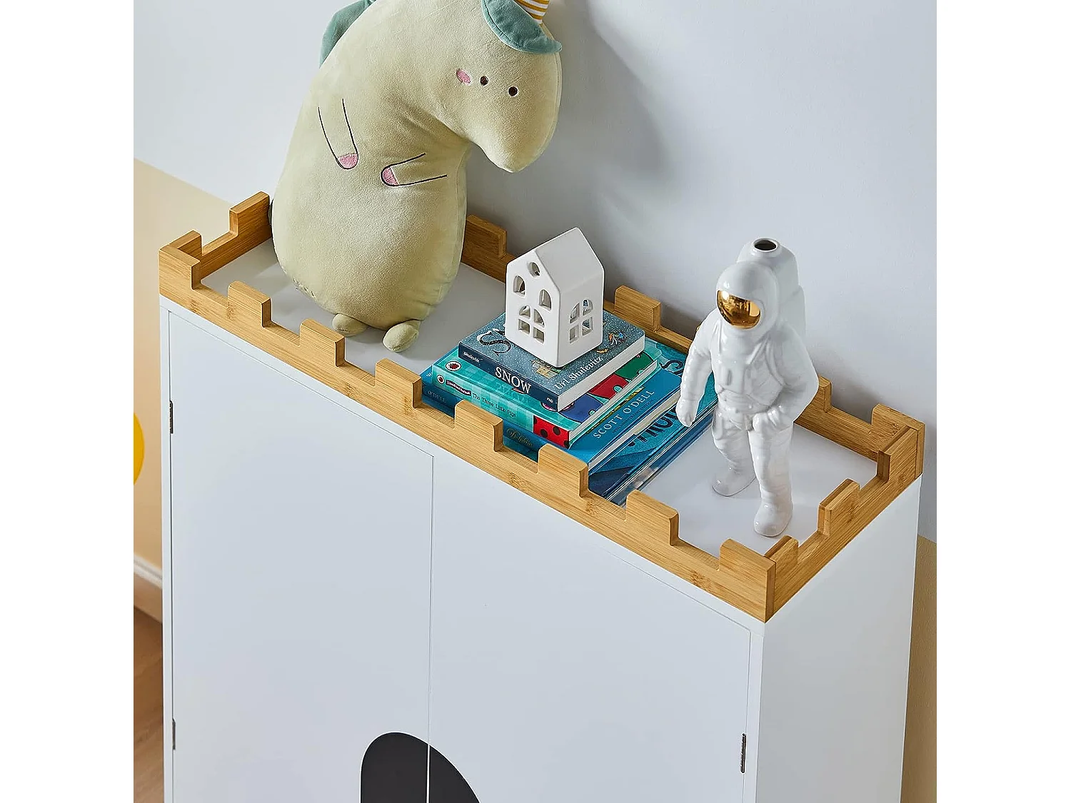 SoBuy KMB44-W Kindercommode Kinderkamerplank met schoolbord Boekenkast Speelgoedplank