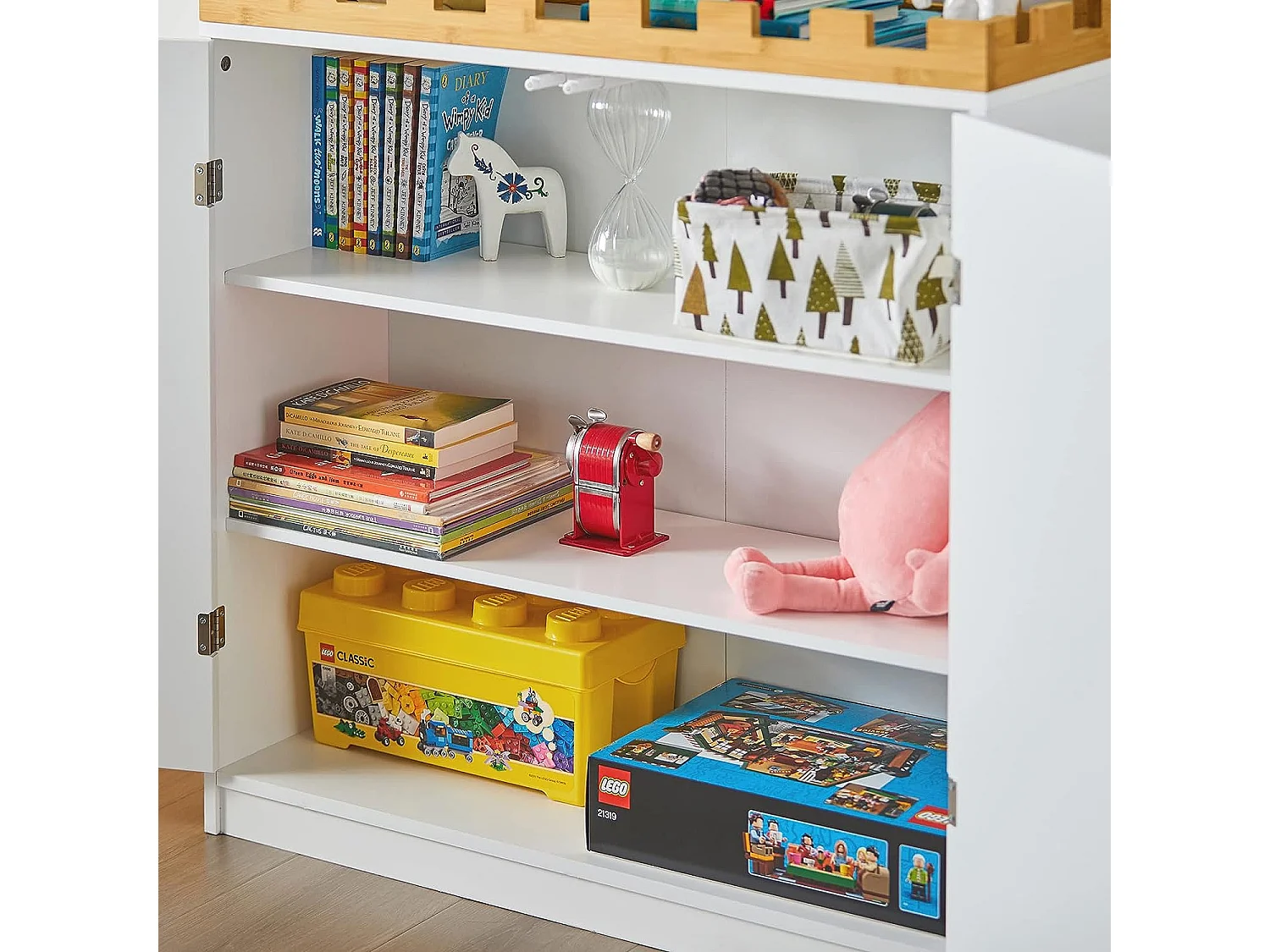 SoBuy KMB44-W Kindercommode Kinderkamerplank met schoolbord Boekenkast Speelgoedplank