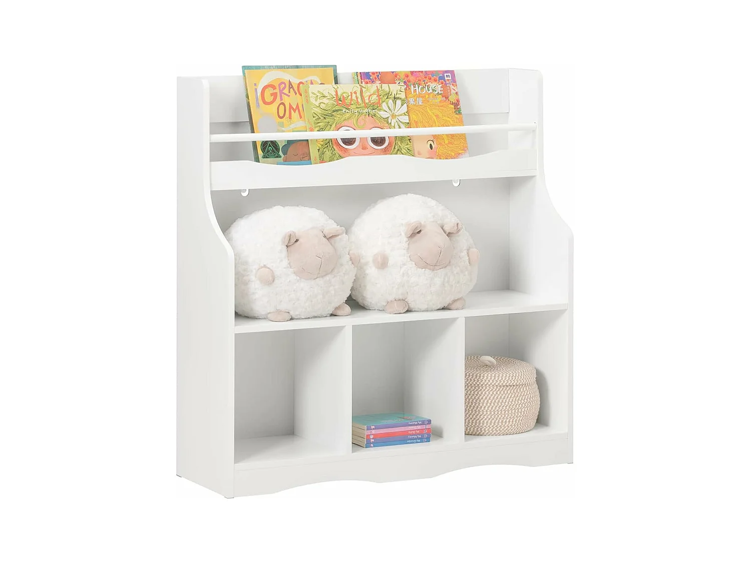 Bibliothèque pour Rangement pour Livres et Jouets Meuble Enfant avec 5 Compartiments, KMB57-W