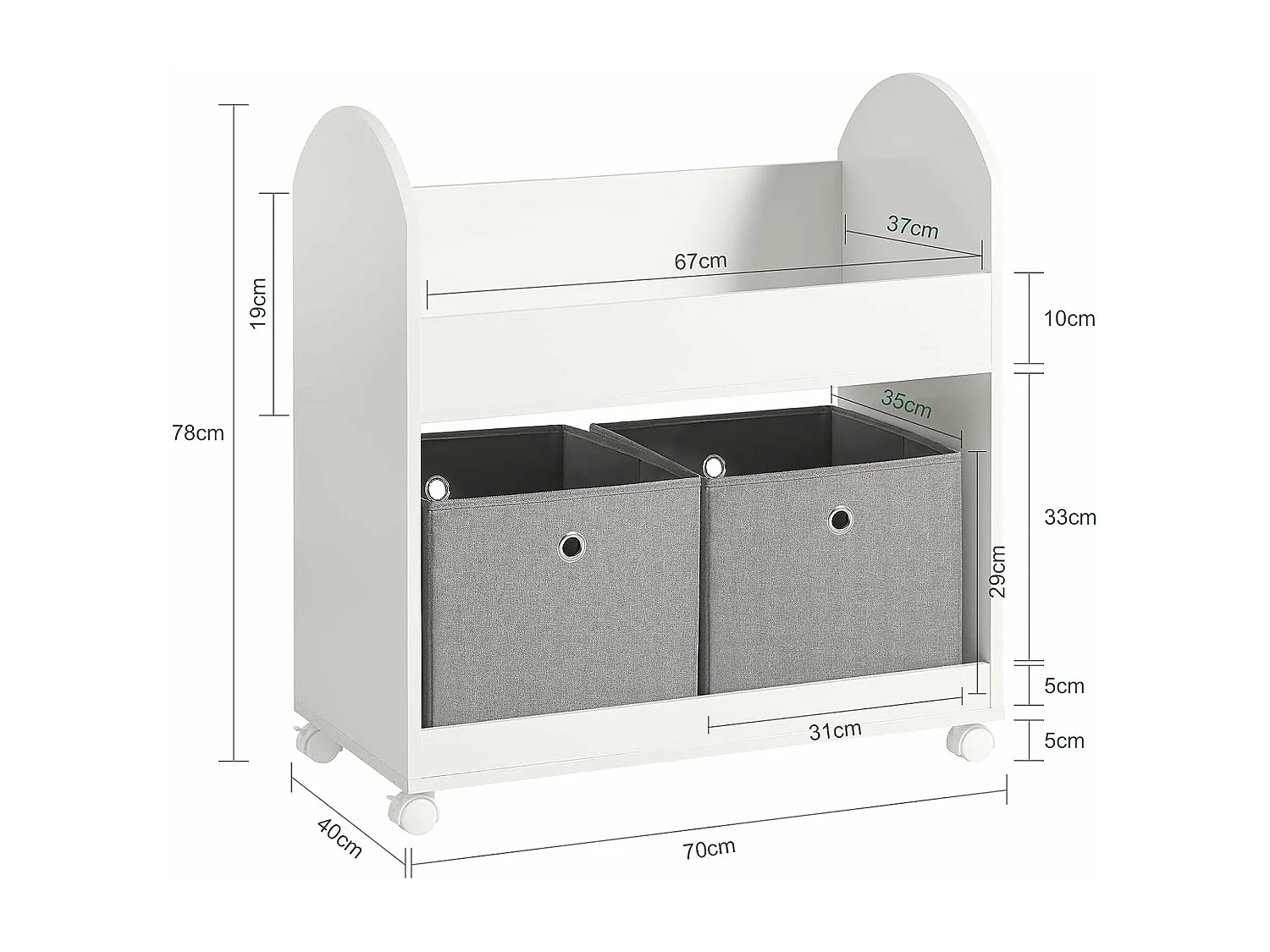 Kinderregal KMB53-W 70 x 78 x 40 cm Weiß