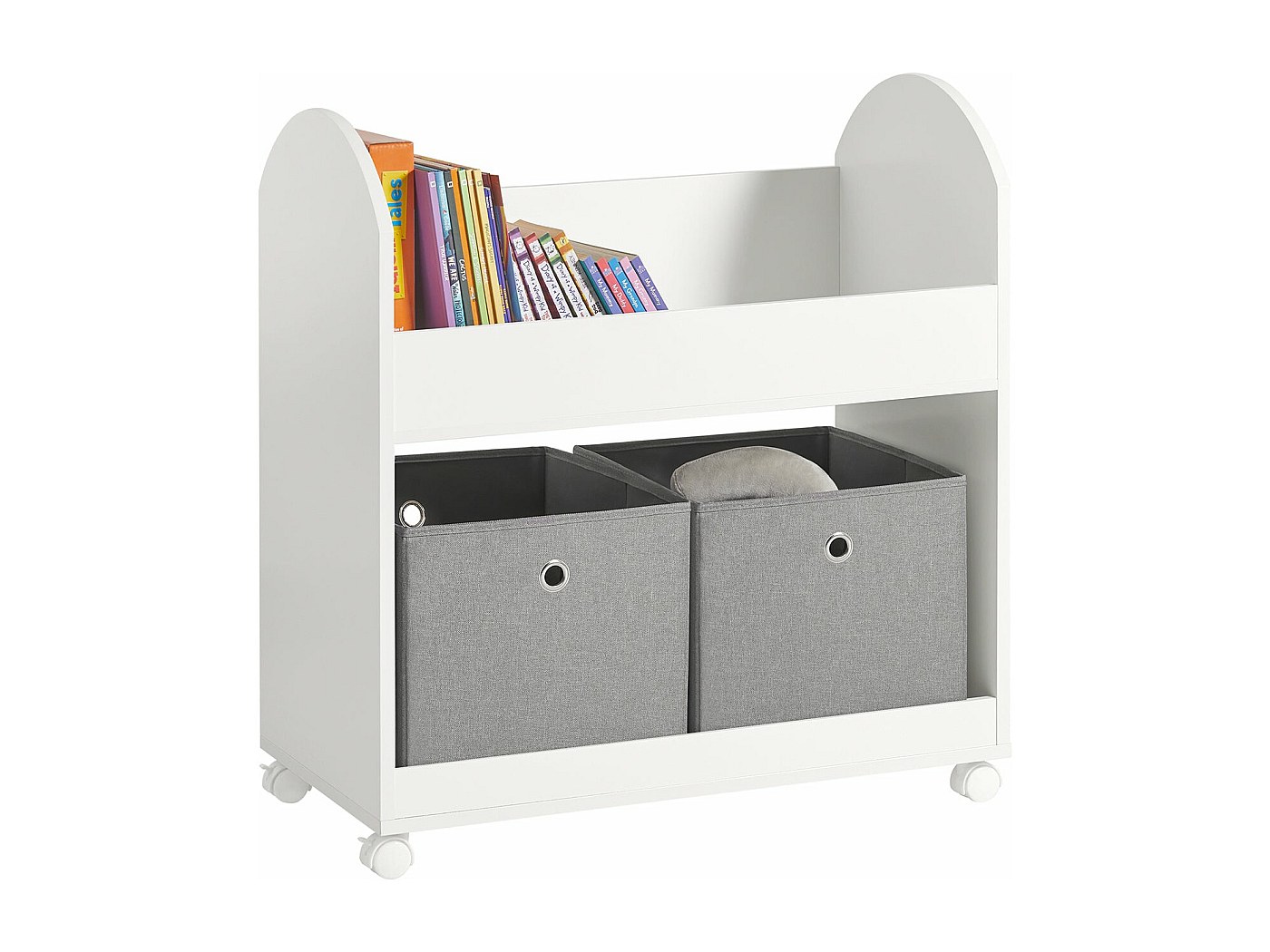 Bibliothèque Roulante Rotative 5 étagères - Rangement Mobile Pour Livres, Bureau, Salon, En Plastique Durable