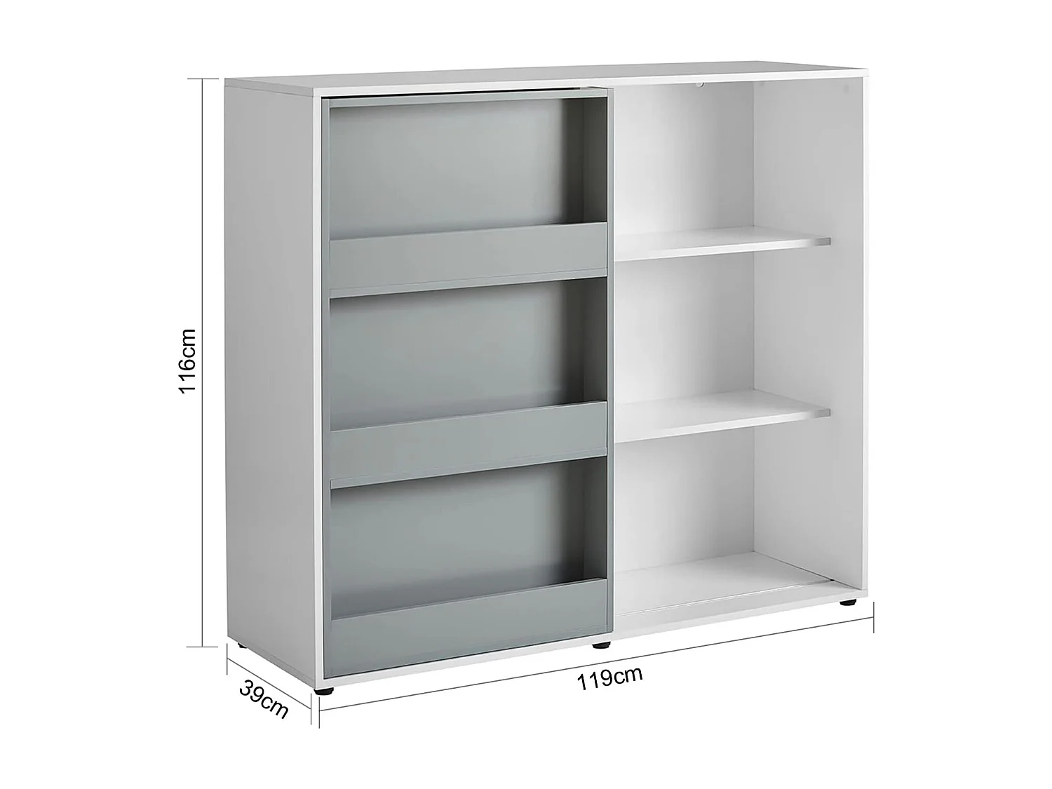 Étagère Enfants Commode pour Chambre d'Enfant avec Porte Coulissante Étagère à Jouets, KMB33-W