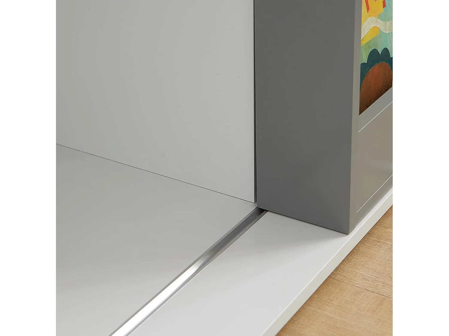 Étagère Enfants Commode pour Chambre d'Enfant avec Porte Coulissante Étagère à Jouets, KMB33-W