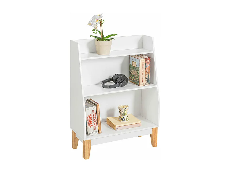 Bibliothèque Étagère à Livres Étagère de Rangement pour Jouets  Porte-revues, KMB47-W