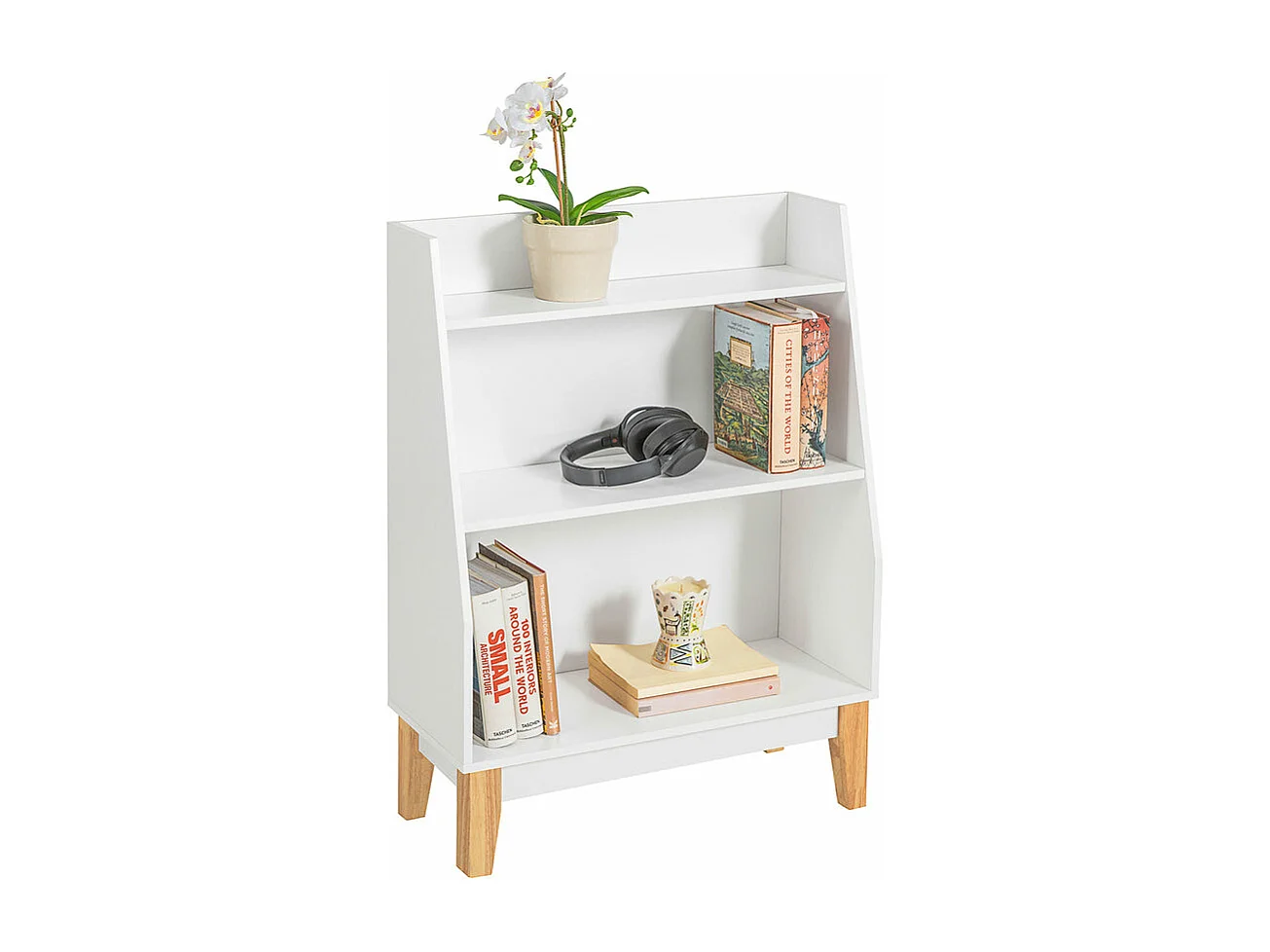Bibliothèque Étagère à Livres Étagère de Rangement pour Jouets  Porte-revues, KMB47-W