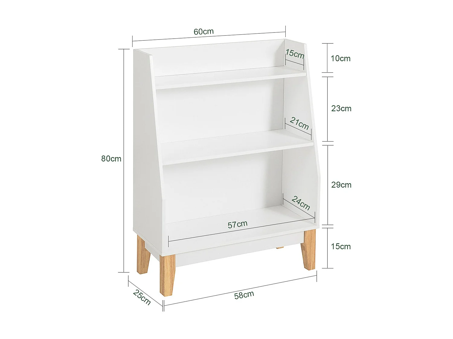Bibliothèque Étagère à Livres Étagère de Rangement pour Jouets  Porte-revues, KMB47-W