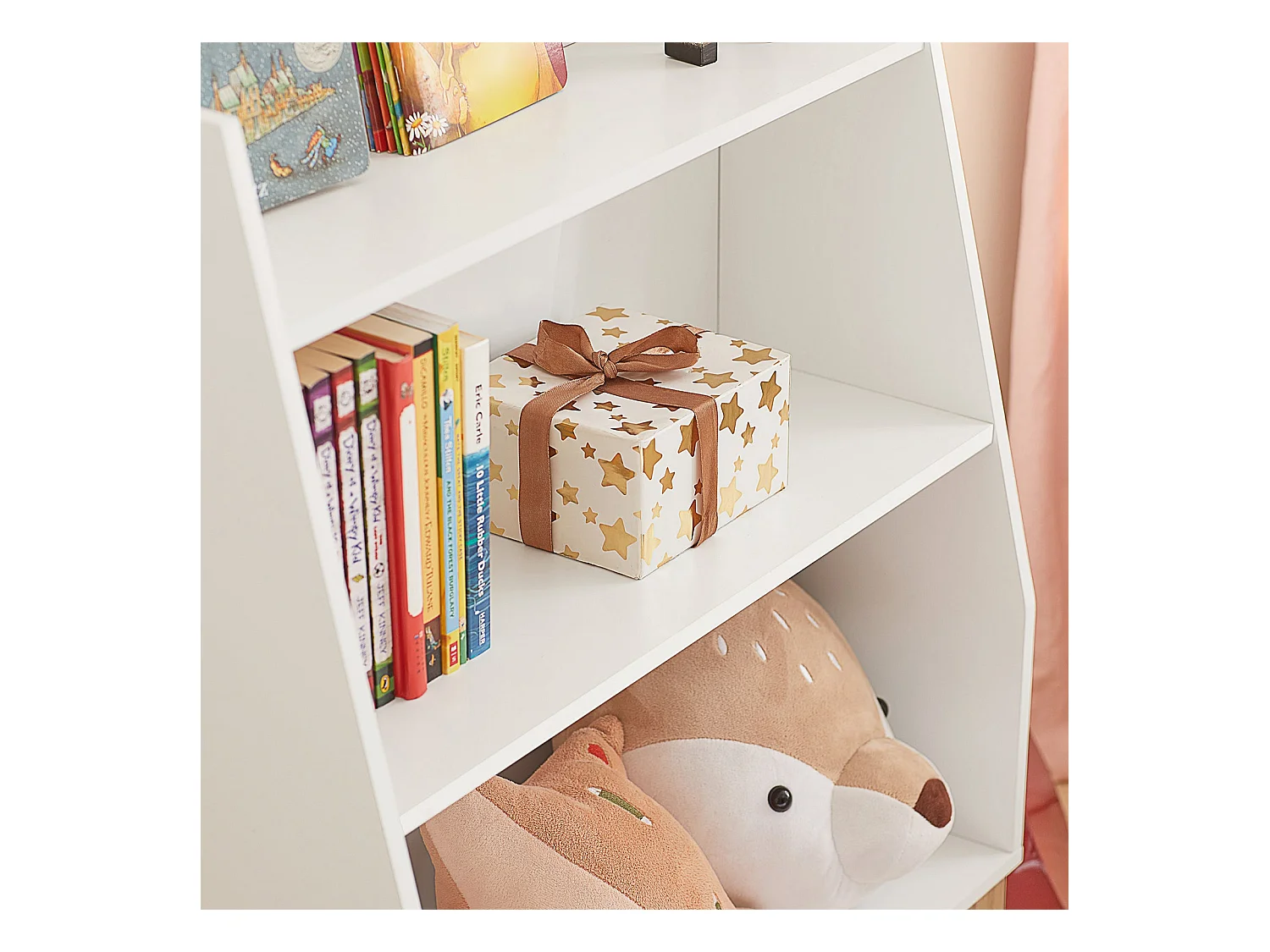 Bibliothèque Étagère à Livres Étagère de Rangement pour Jouets  Porte-revues, KMB47-W