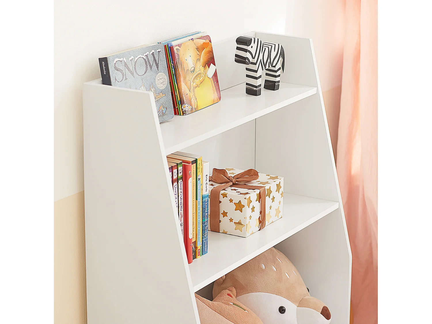Bibliothèque Étagère à Livres Étagère de Rangement pour Jouets  Porte-revues, KMB47-W