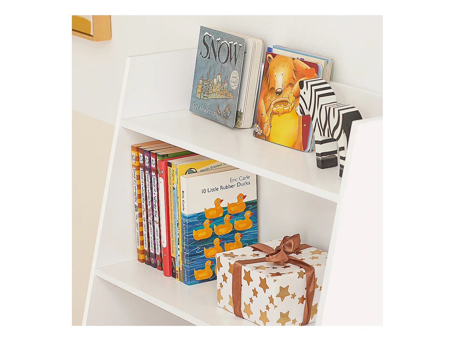 Bibliothèque Étagère à Livres Étagère de Rangement pour Jouets  Porte-revues, KMB47-W
