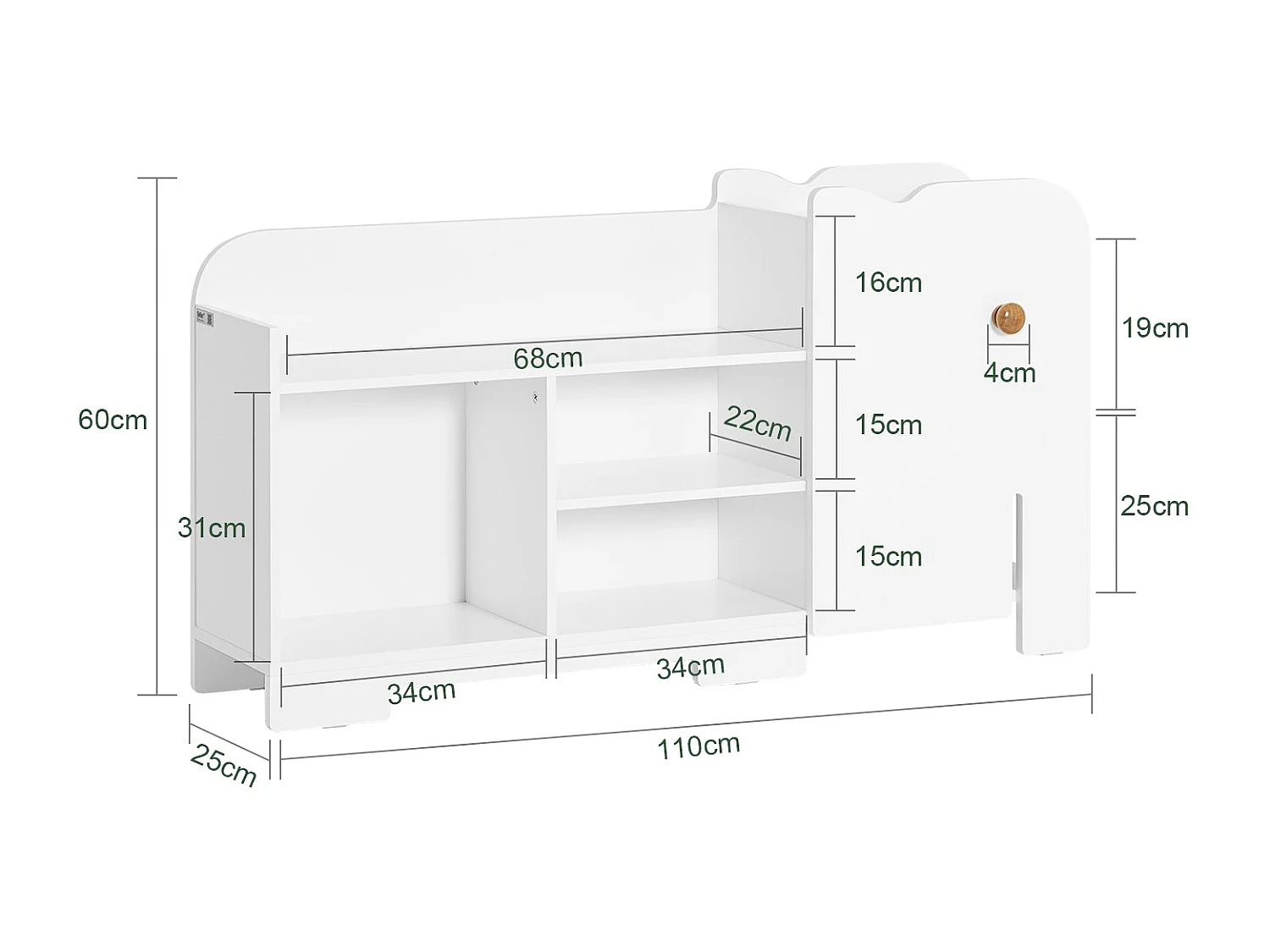 Étagère pour Enfants Meuble de Rangement pour Chambre d’Enfant en Forme d'Éléphant, KMB62-W