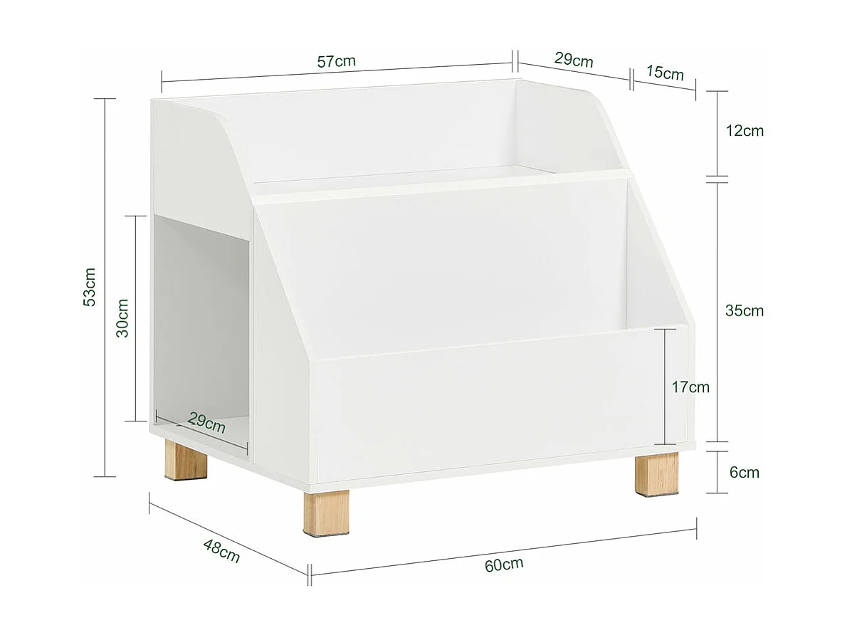 Étagère à Jouets Meuble Enfant Bibliothèque pour Enfant avec 3 Compartiments, KMB54-W
