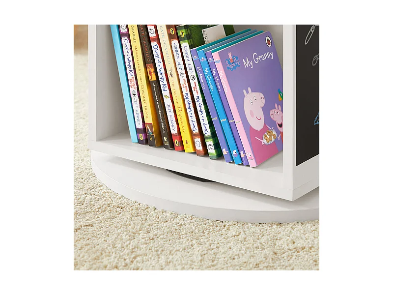 Scaffale per giocattoli Libreria con lavagna per bambini Scaffale portaoggetti Scaffale girevole 360 gradi liberamente ruotabile 48x48x105cm KMB64-W SoBuy