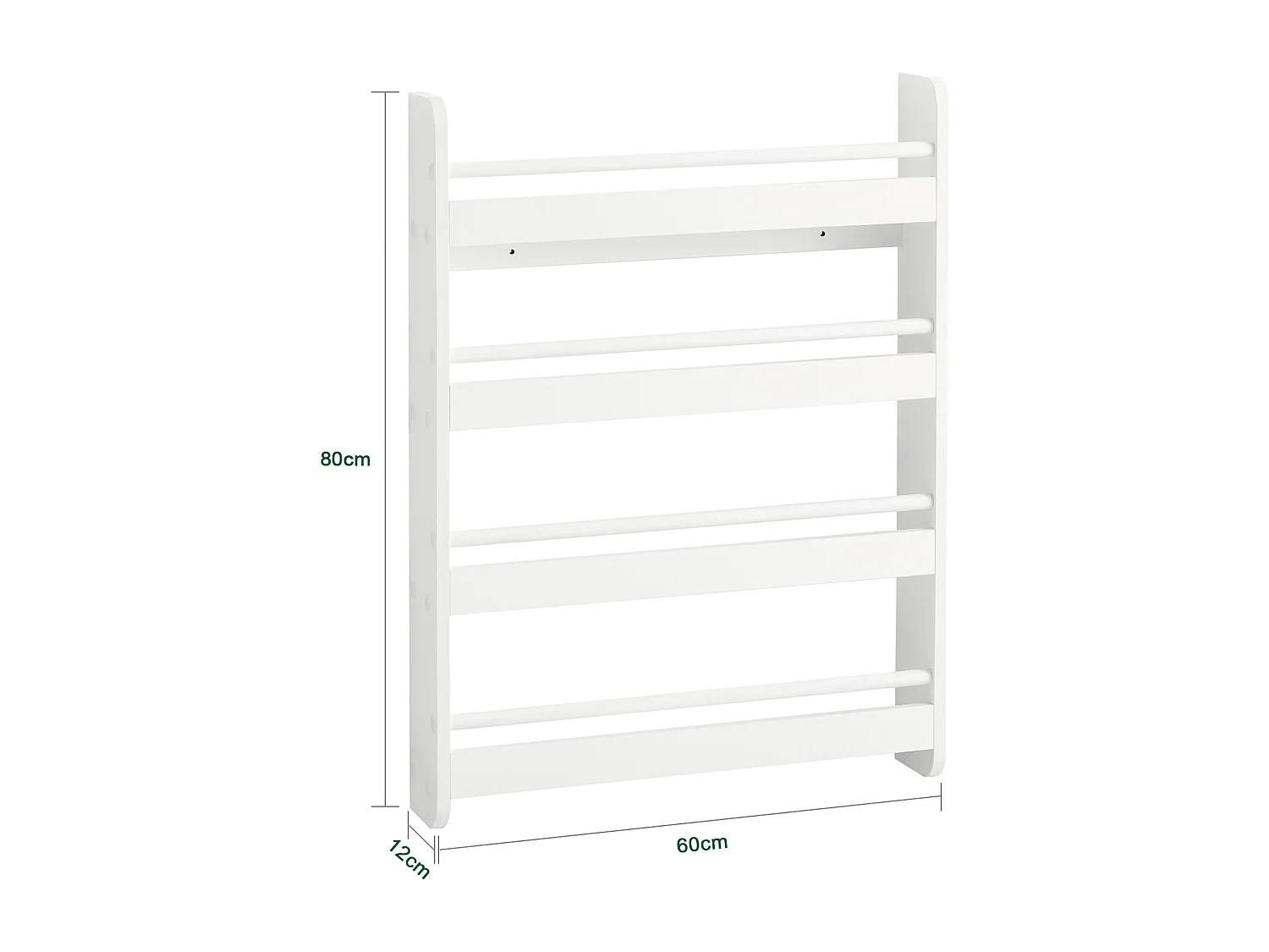 Bibliothèque Murale Étagère à Livres Enfants Étagère de Rangement avec 4 Étages, KMB08-K-W