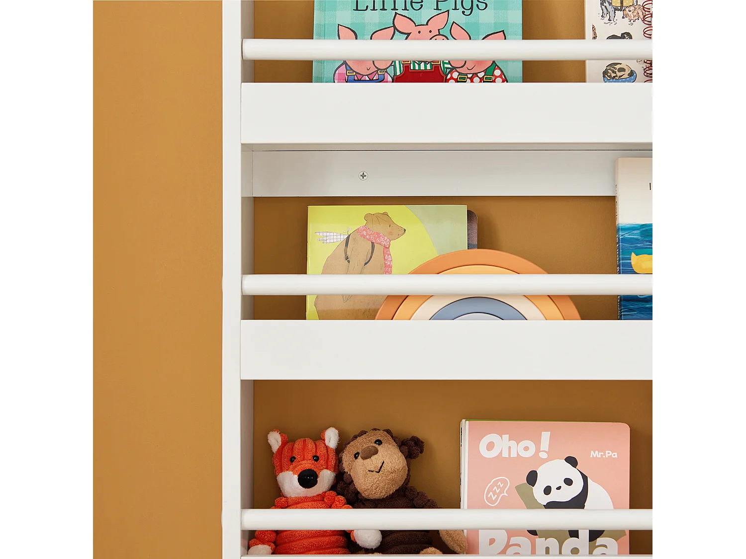 Bibliothèque Murale Étagère à Livres Enfants Étagère de Rangement avec 4 Étages, KMB08-K-W