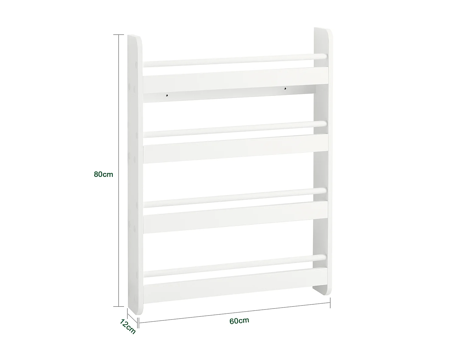 SoBuy Barnbibliotek med 4 hyllor i vitt 60x12x80cm, modern KMB08-K-W