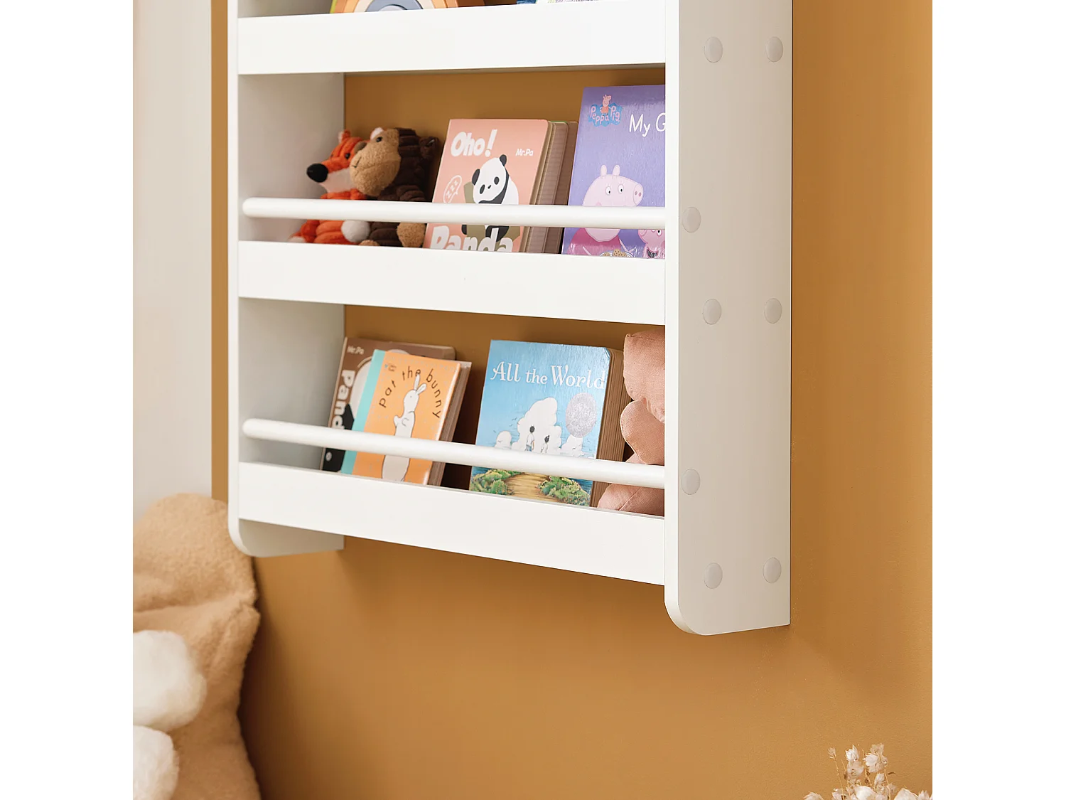 SoBuy Barnbibliotek med 4 hyllor i vitt 60x12x80cm, modern KMB08-K-W