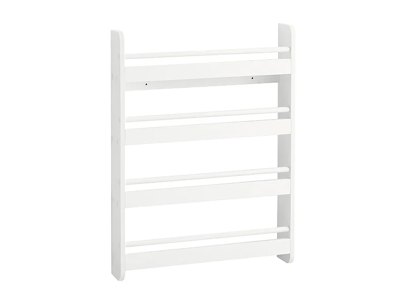 Bibliothèque Murale Étagère à Livres Enfants Étagère de Rangement avec 4 Étages, KMB08-K-W