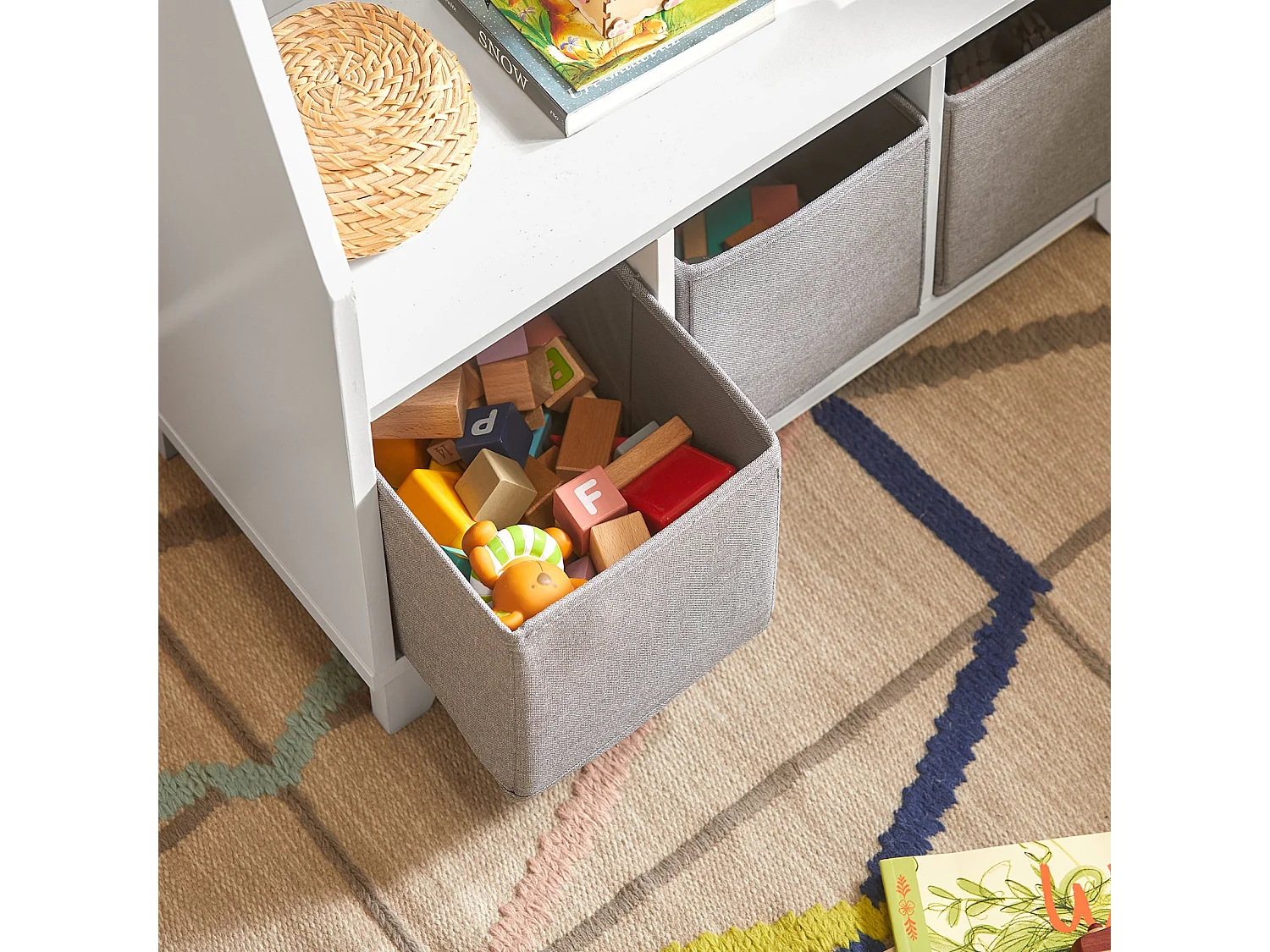 SoBuy KMB34-W Bibliotheek Boekenrek Opbergrek Kinderspeelgoed Tijdschriftenrek met vakken