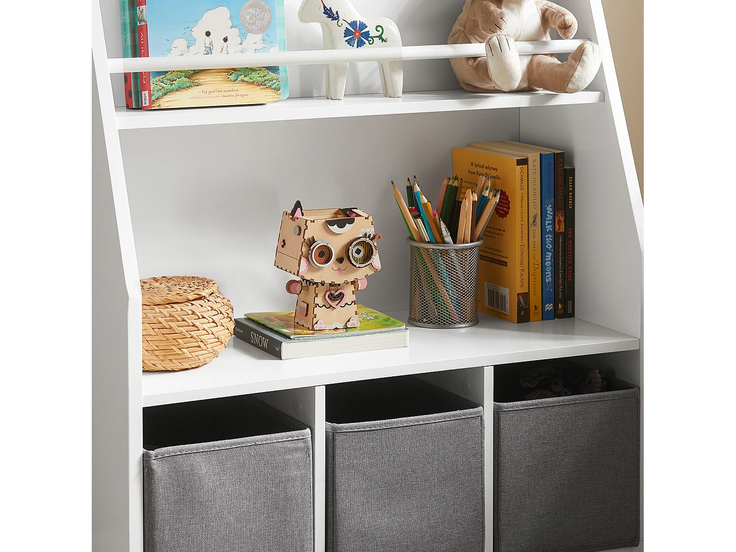 SoBuy KMB34-W Bibliotheek Boekenrek Opbergrek Kinderspeelgoed Tijdschriftenrek met vakken