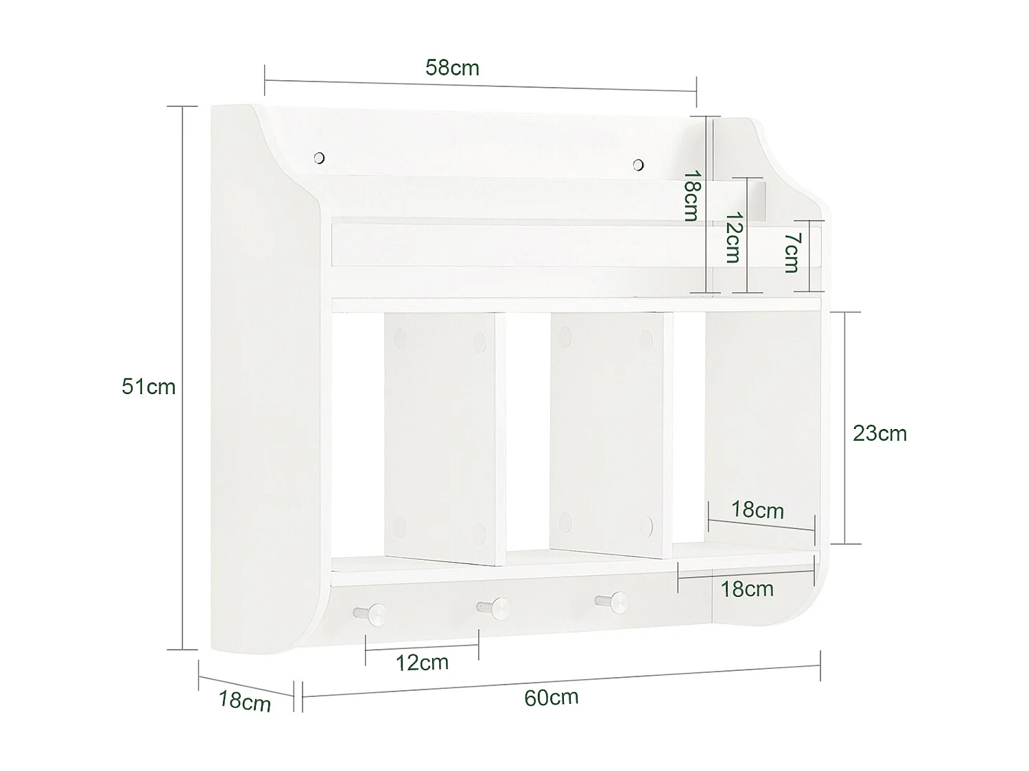 Kinderregal KMB46-W 66 x 23 x 12 cm Weiß