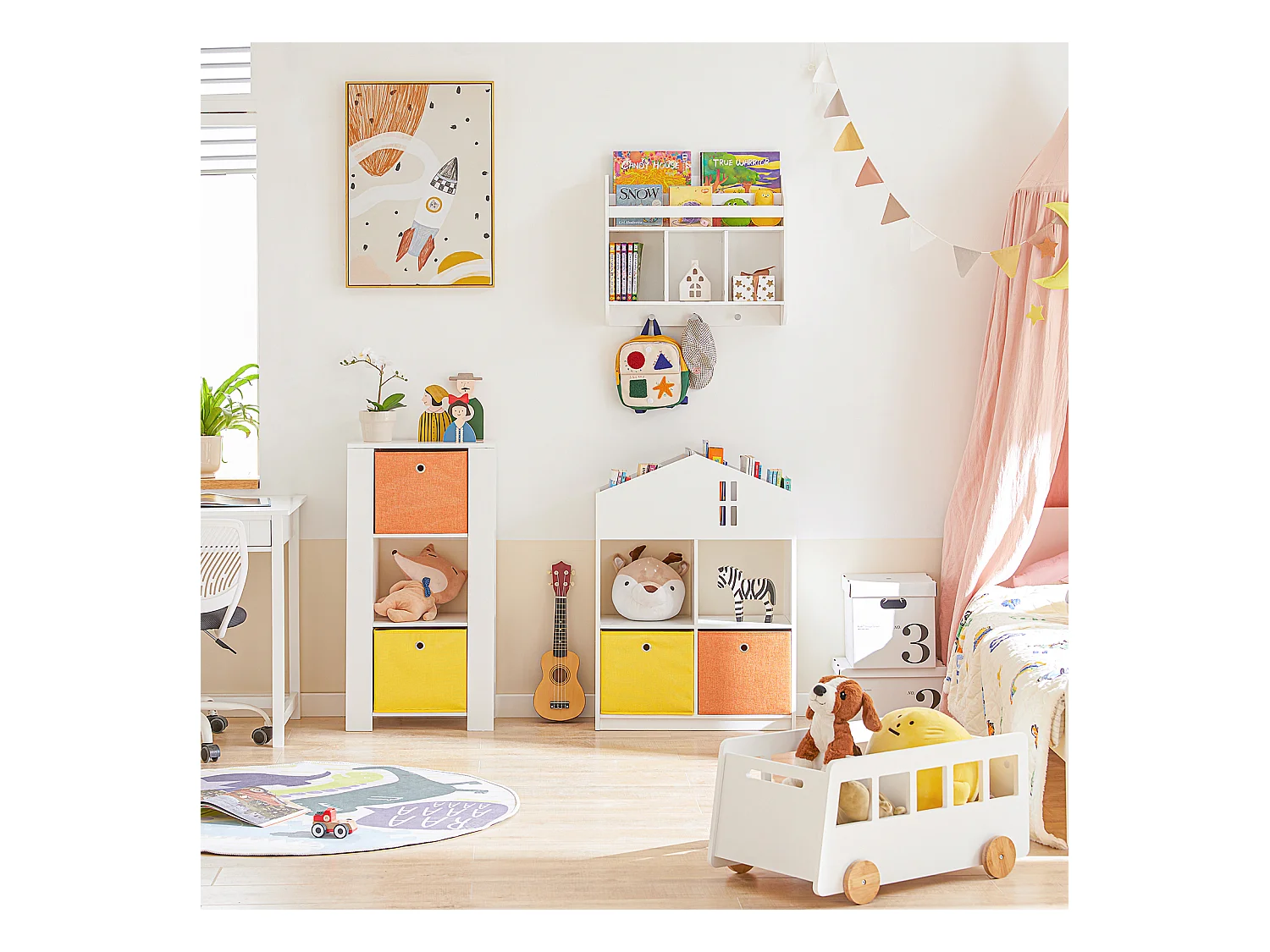 Półka na książki dla dzieci z 3 haki KMB46-W