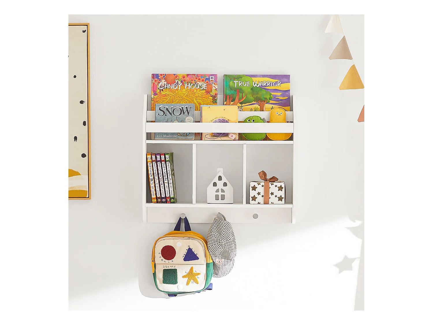 Półka na książki dla dzieci z 3 haki KMB46-W