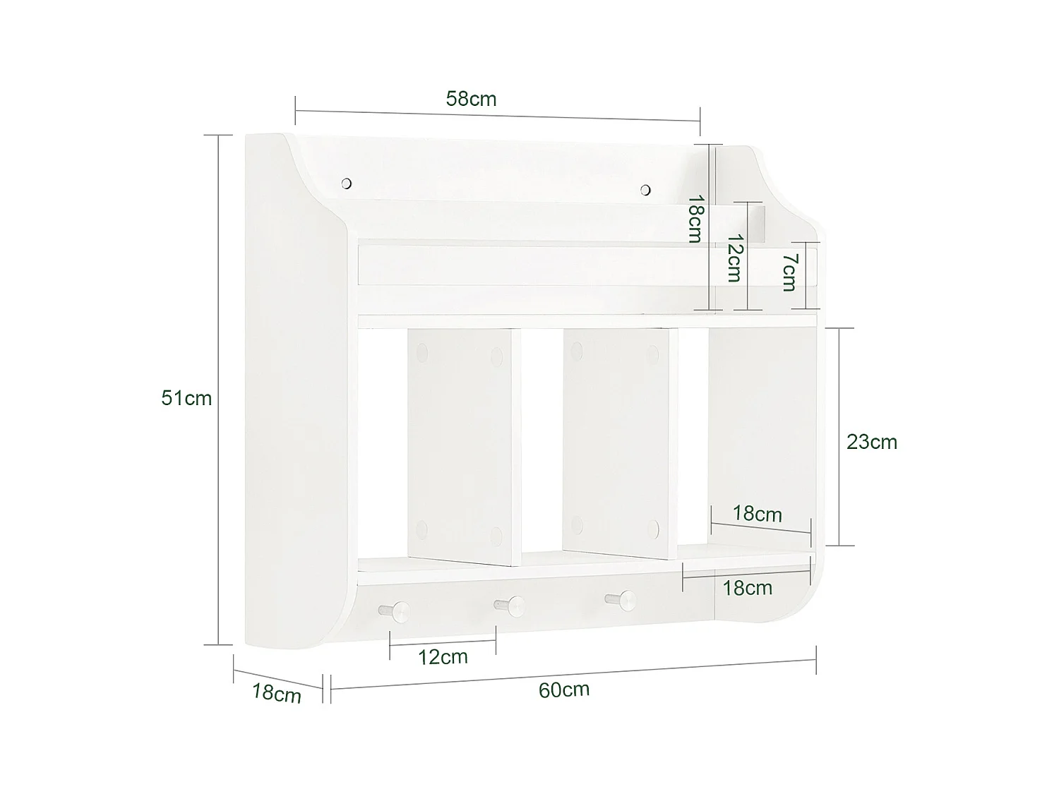 Półka na książki dla dzieci z 3 haki KMB46-W