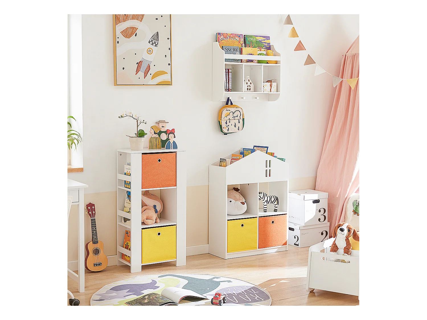 Półka na książki dla dzieci z 3 haki KMB46-W