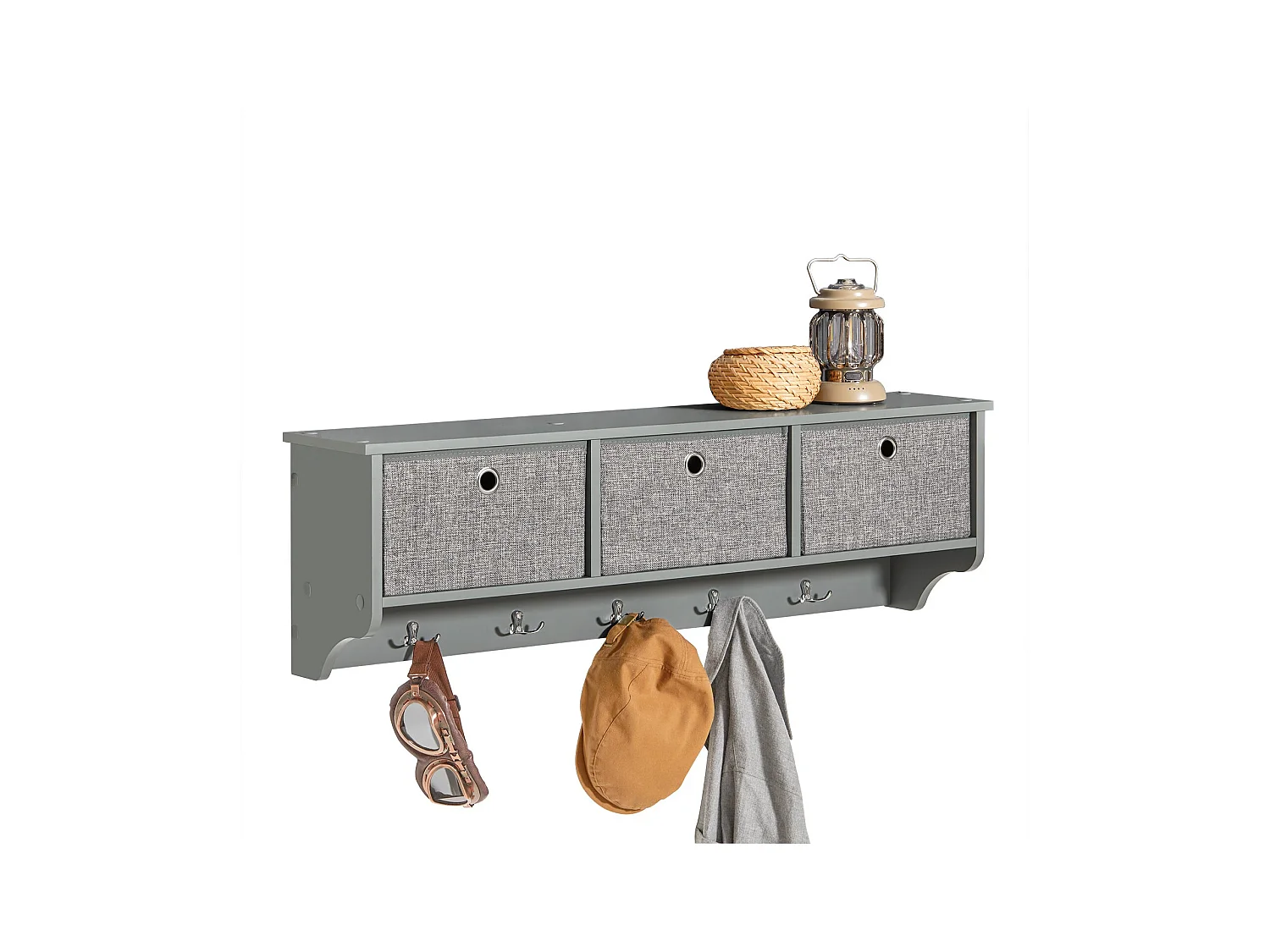 Portemanteau Mural Étagère 3 Tiroirs Meuble d’entrée Penderie mural – Gris, FRG282-HG