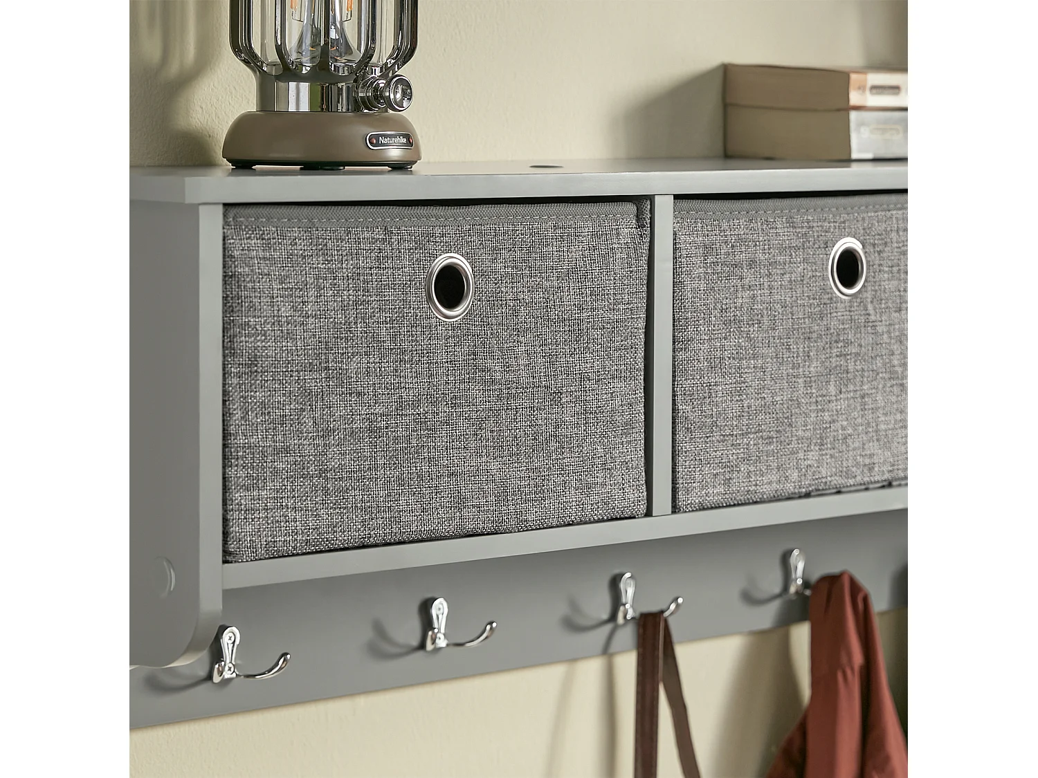 Portemanteau Mural Étagère 3 Tiroirs Meuble d’entrée Penderie mural – Gris, FRG282-HG