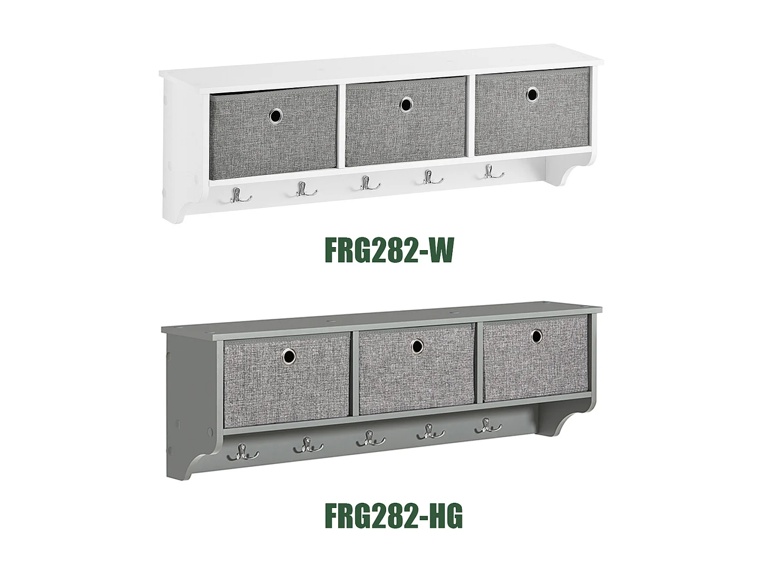 Portemanteau Mural Étagère 3 Tiroirs Meuble d’entrée Penderie mural – Gris, FRG282-HG