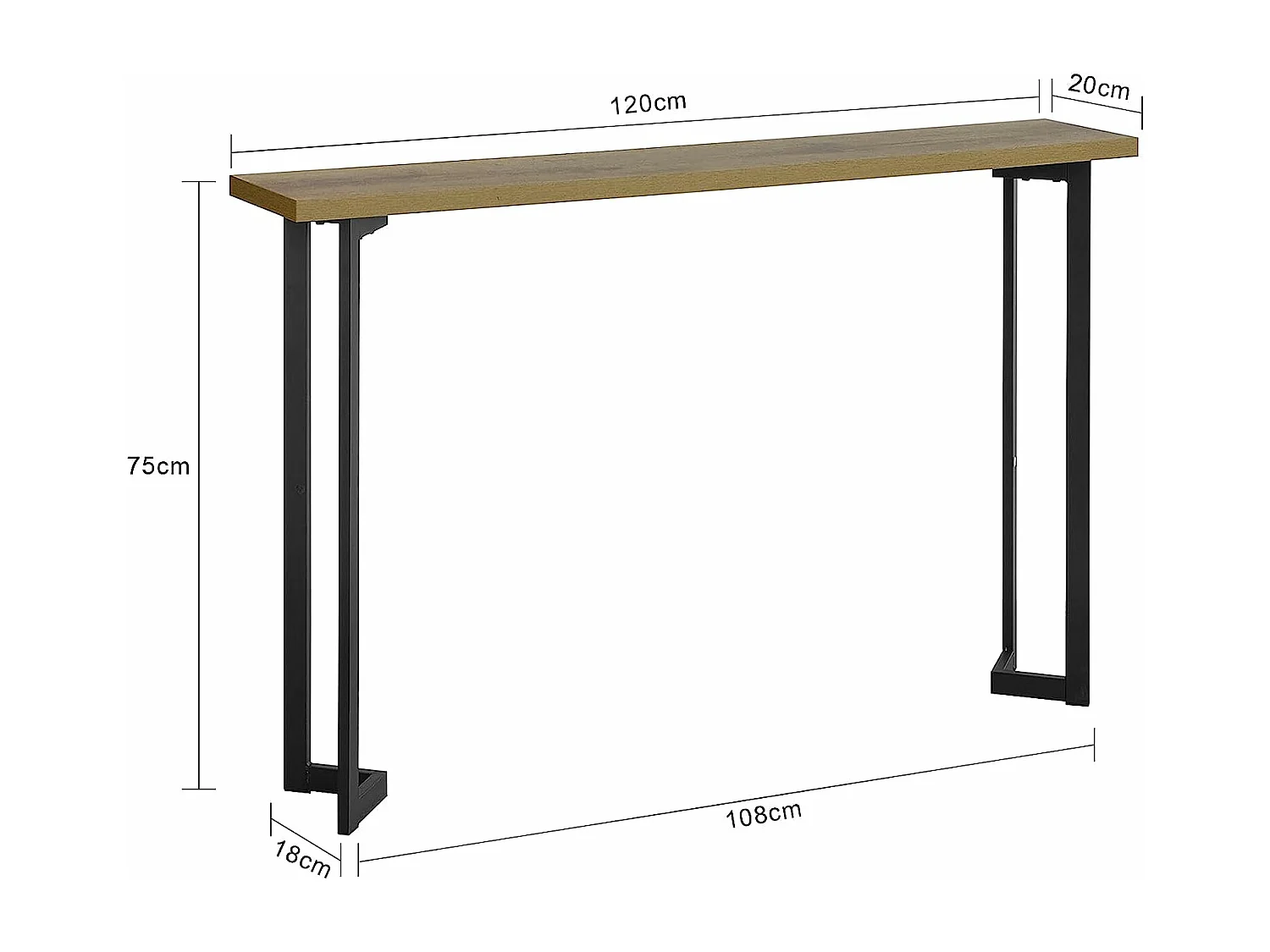 Table Console Table d’entrée Buffet Bout de Canapé Table d'appoint Cadre et Pieds en Fer, FSB50-PF