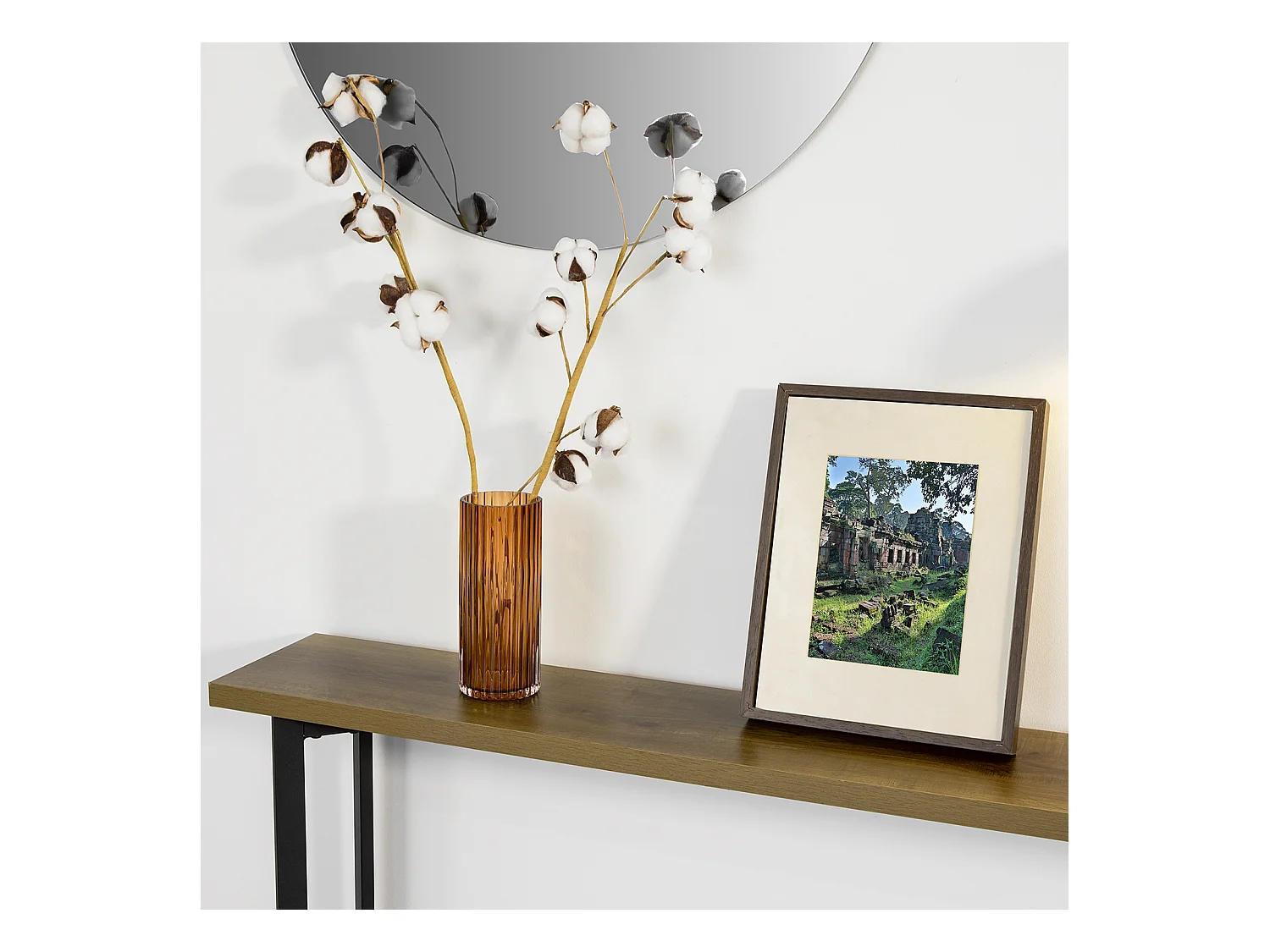 Table Console Table d’entrée Buffet Bout de Canapé Table d'appoint Cadre et Pieds en Fer, FSB50-PF