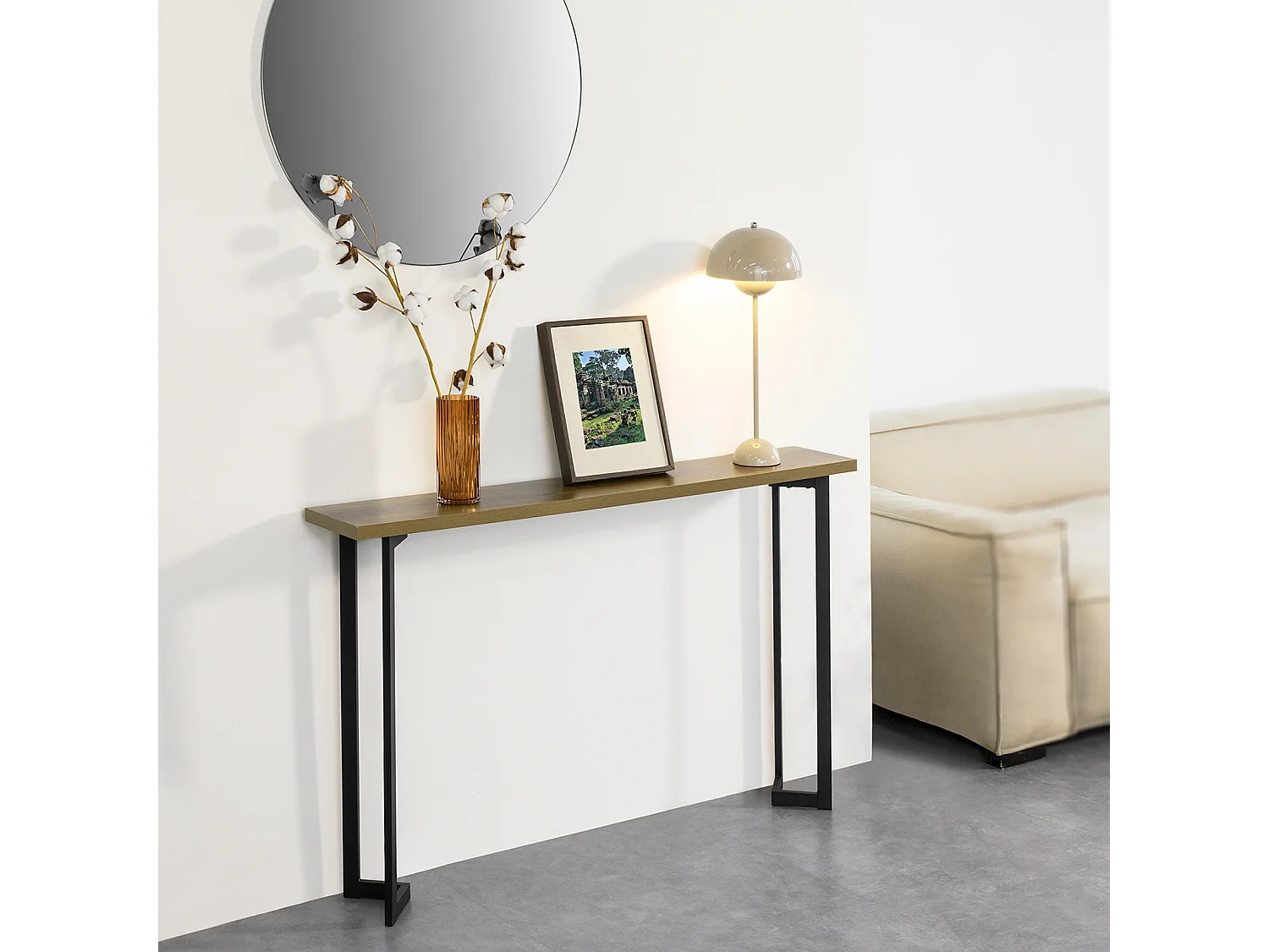 Table Console Table d’entrée Buffet Bout de Canapé Table d'appoint Cadre et Pieds en Fer, FSB50-PF