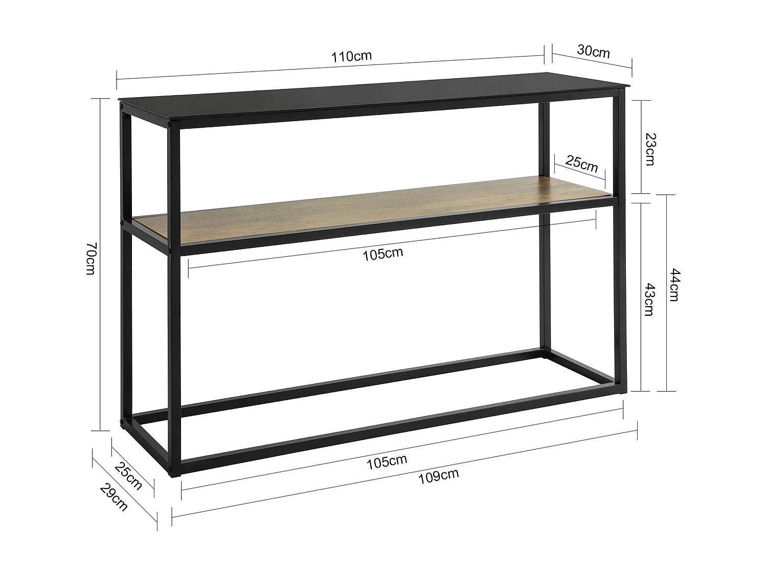 SoBuy FSB43-SCH Consoletafel met glazen oppervlak Metalen haltafel Decoratieve bijzettafel