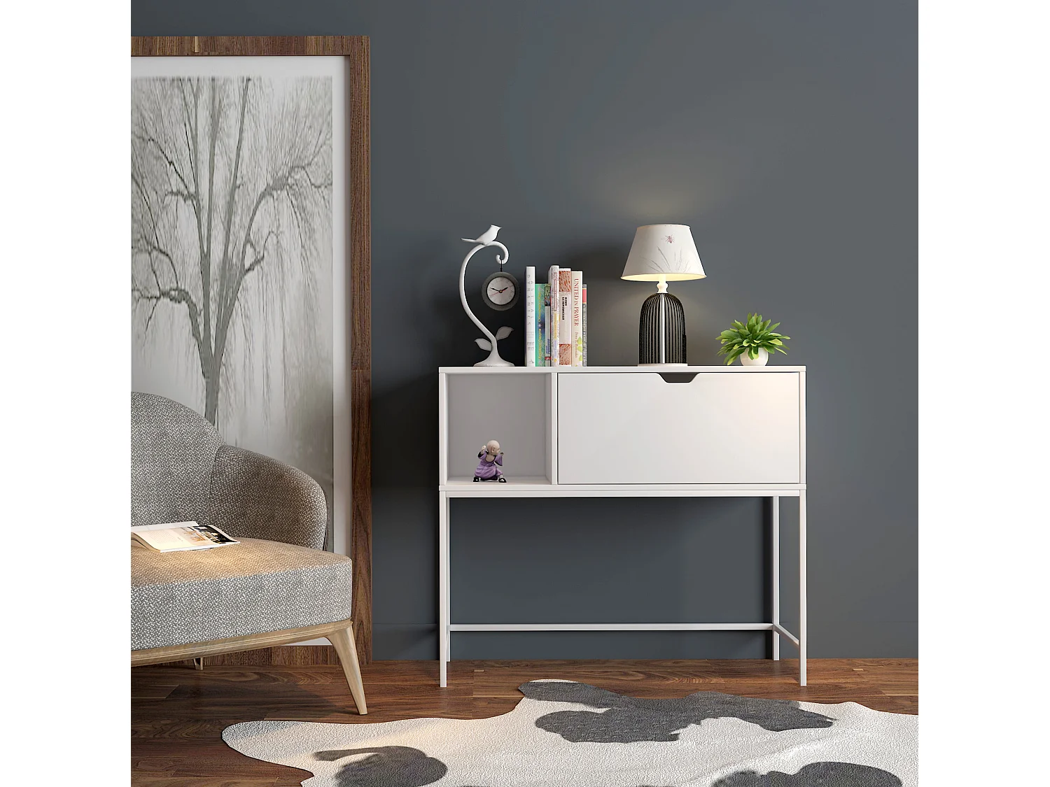 Table Console Table d'appoint Table d'Entrée Bureau Informatique pour Ordinateur, FSB21-W