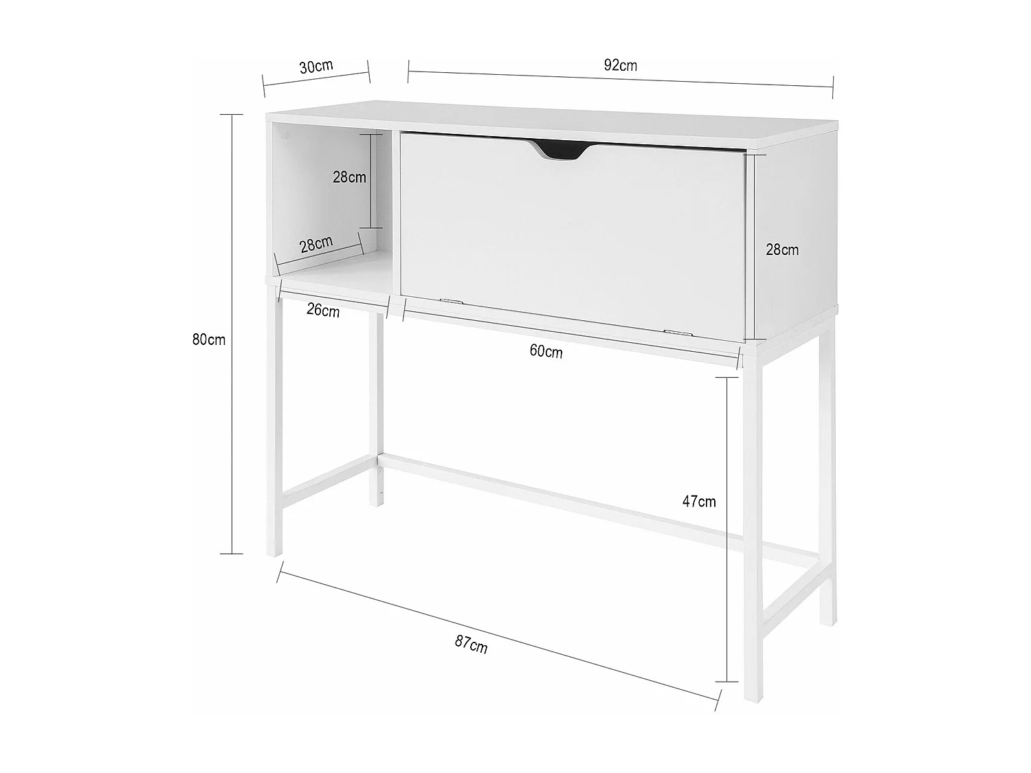 Table Console Table d'appoint Table d'Entrée Bureau Informatique pour Ordinateur, FSB21-W