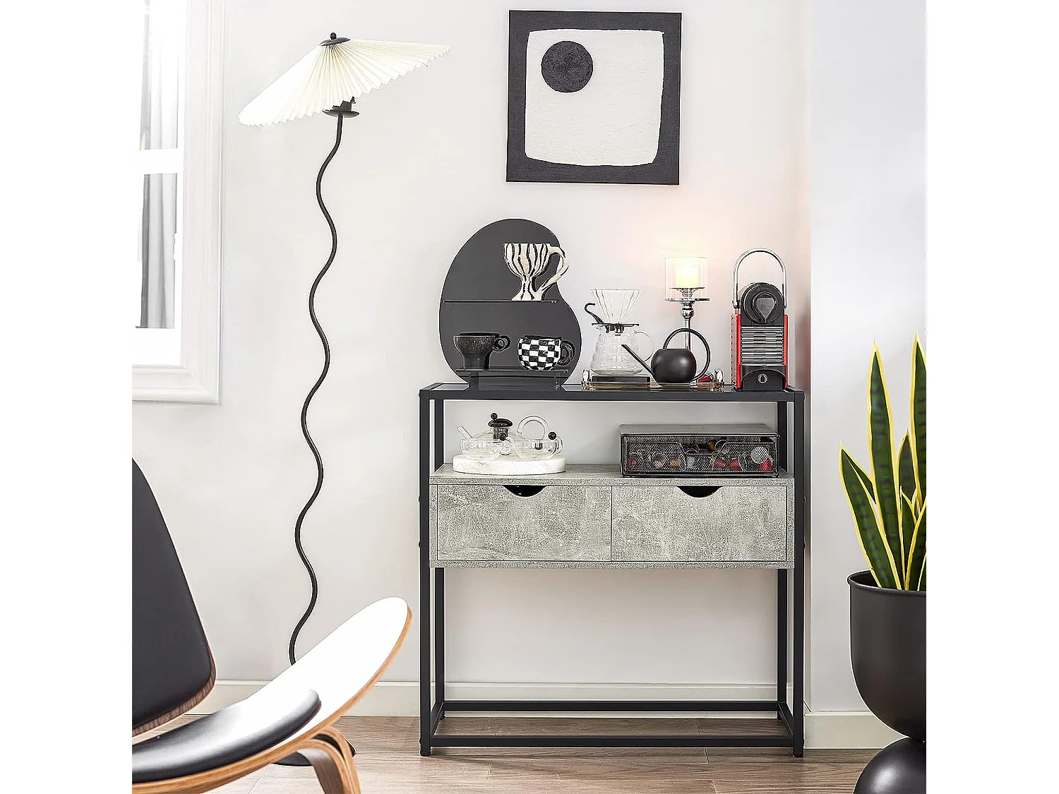 Mesa de Consola Mesa de Cristal Templado con 2 Cajones 81 x 35 x 78 cm FSB54-HG SoBuy ES