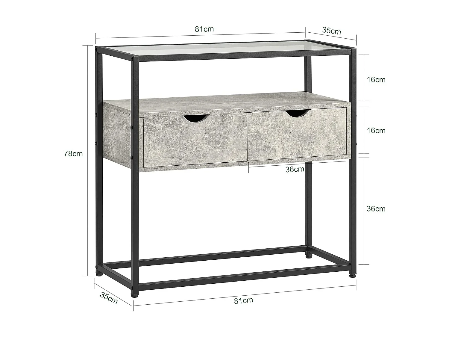 Mesa de Consola Mesa de Cristal Templado con 2 Cajones 81 x 35 x 78 cm FSB54-HG SoBuy ES