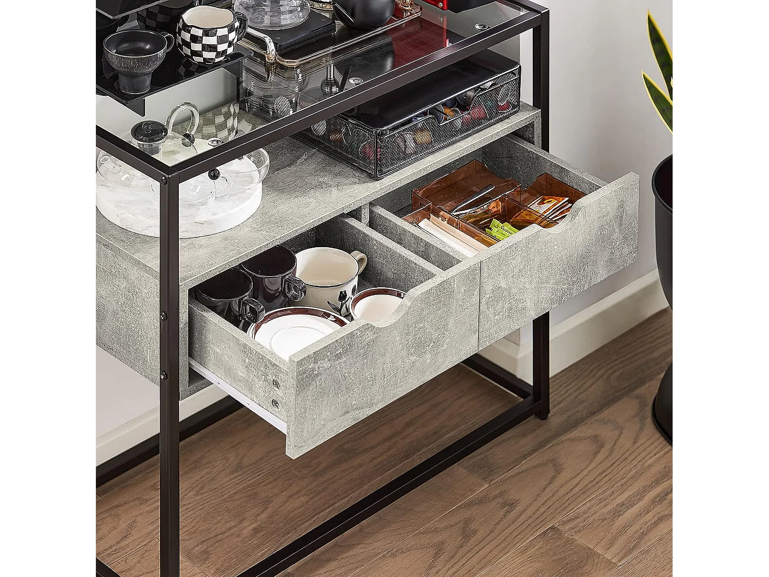 Mesa de Consola Mesa de Cristal Templado con 2 Cajones 81 x 35 x 78 cm FSB54-HG SoBuy ES