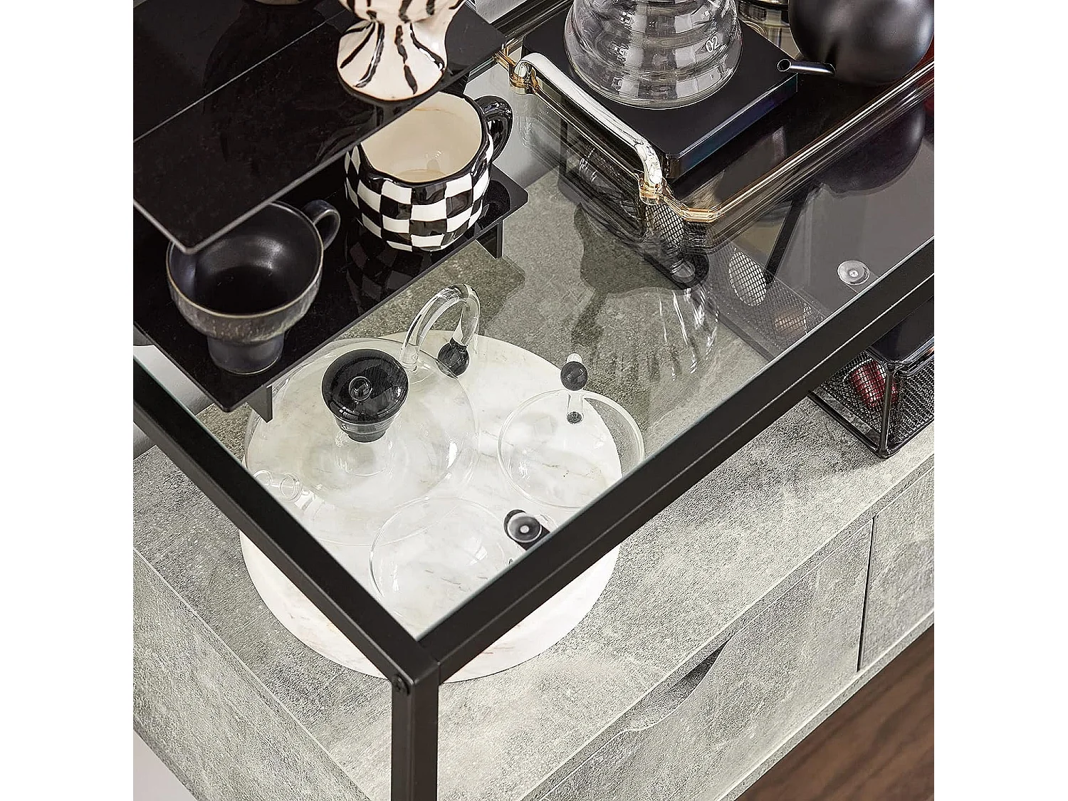 Mesa de Consola Mesa de Cristal Templado con 2 Cajones 81 x 35 x 78 cm FSB54-HG SoBuy ES