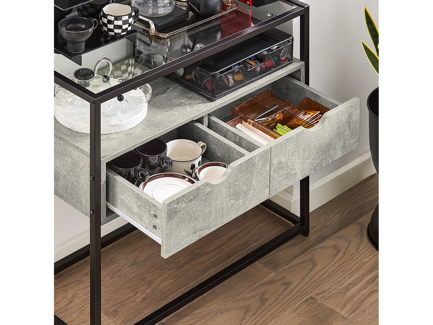 Mesa de Consola Mesa de Cristal Templado con 2 Cajones 81 x 35 x 78 cm FSB54-HG SoBuy ES