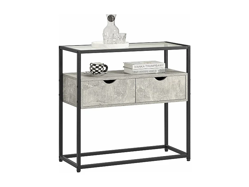 Mesa de Consola Mesa de Cristal Templado con 2 Cajones 81 x 35 x 78 cm FSB54-HG SoBuy ES